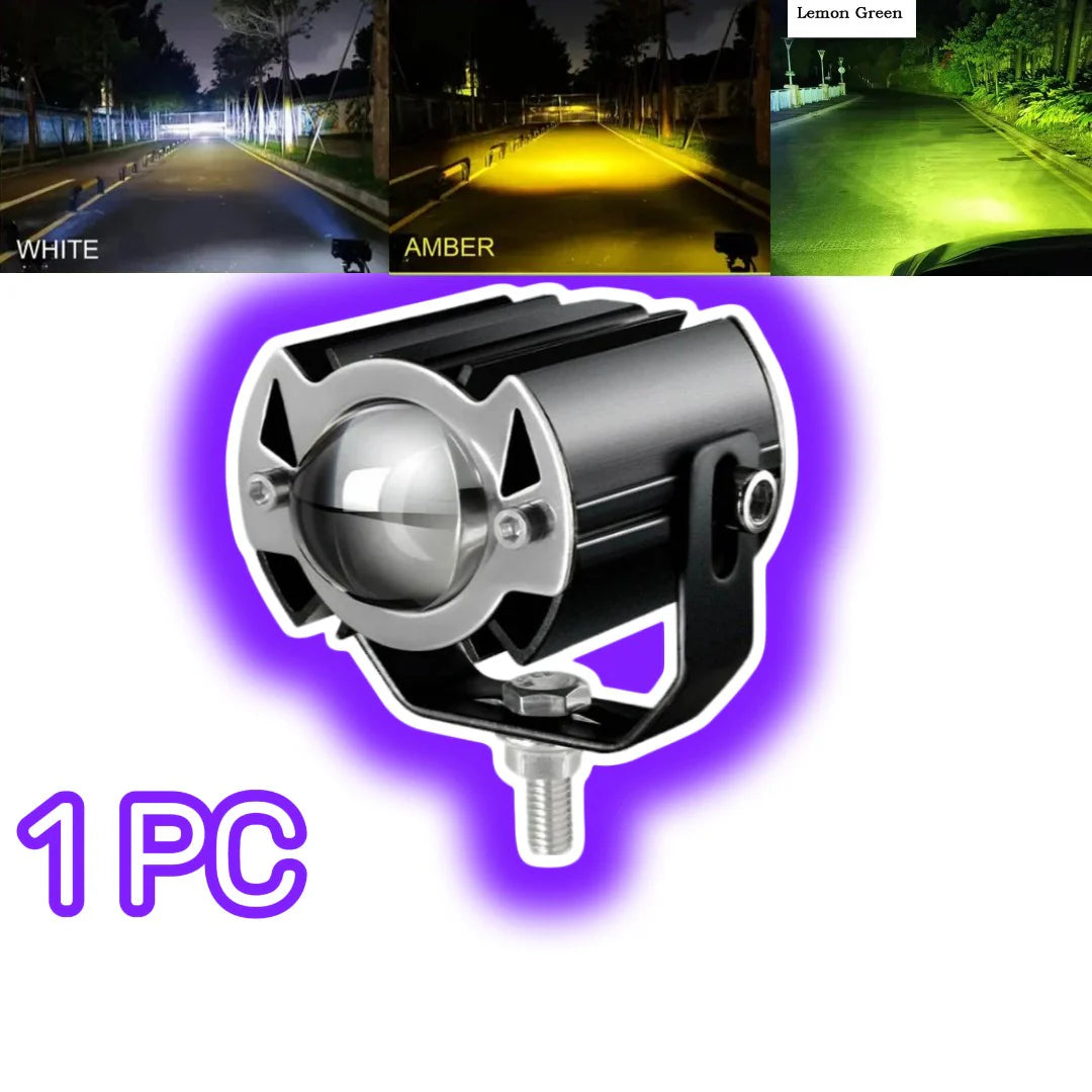 HJG G15 30W Mini LED Spotlight – Dual Color White & Yellow Motorcycle Fog Light (1PC)