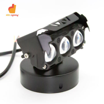 Three-Eye Lens LED Motorcycle Spotlight – Bi-LED Headlight, Driving Work Light & Fog Lamp for Motorcycles, SUVs & ATVs