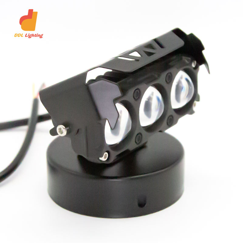 Three-Eye Lens LED Motorcycle Spotlight – Bi-LED Headlight, Driving Work Light & Fog Lamp for Motorcycles, SUVs & ATVs