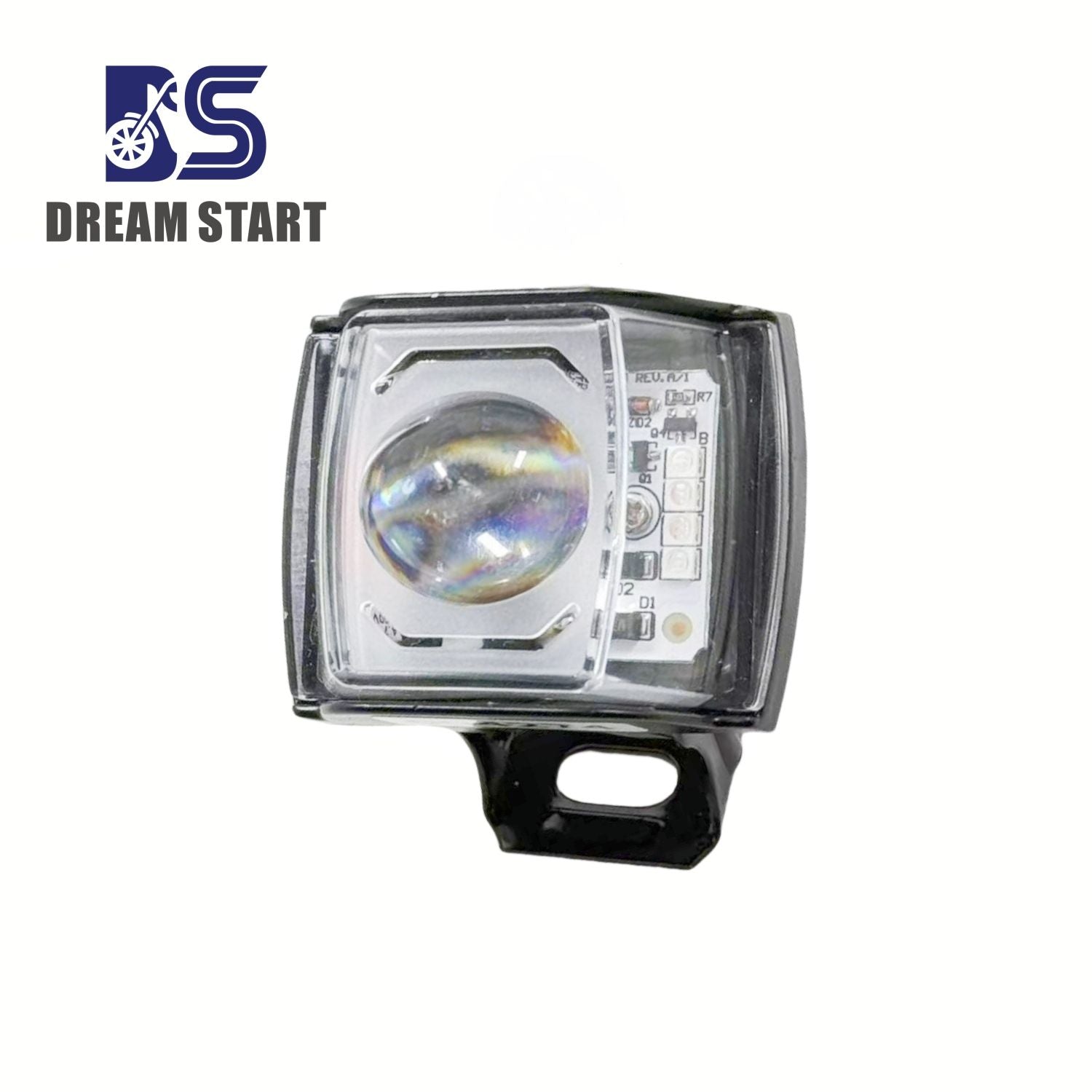 12V–80V Waterproof LED Motorcycle Light – Dual Color Yellow/White Front Position Headlight with Strobe for E-Bikes & Motorbikes