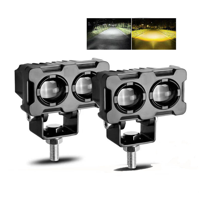 Motorcycle Spotlight Fog Lights Spot Light Project Yellow and White Dual Beam Headlights 12-85V Universal