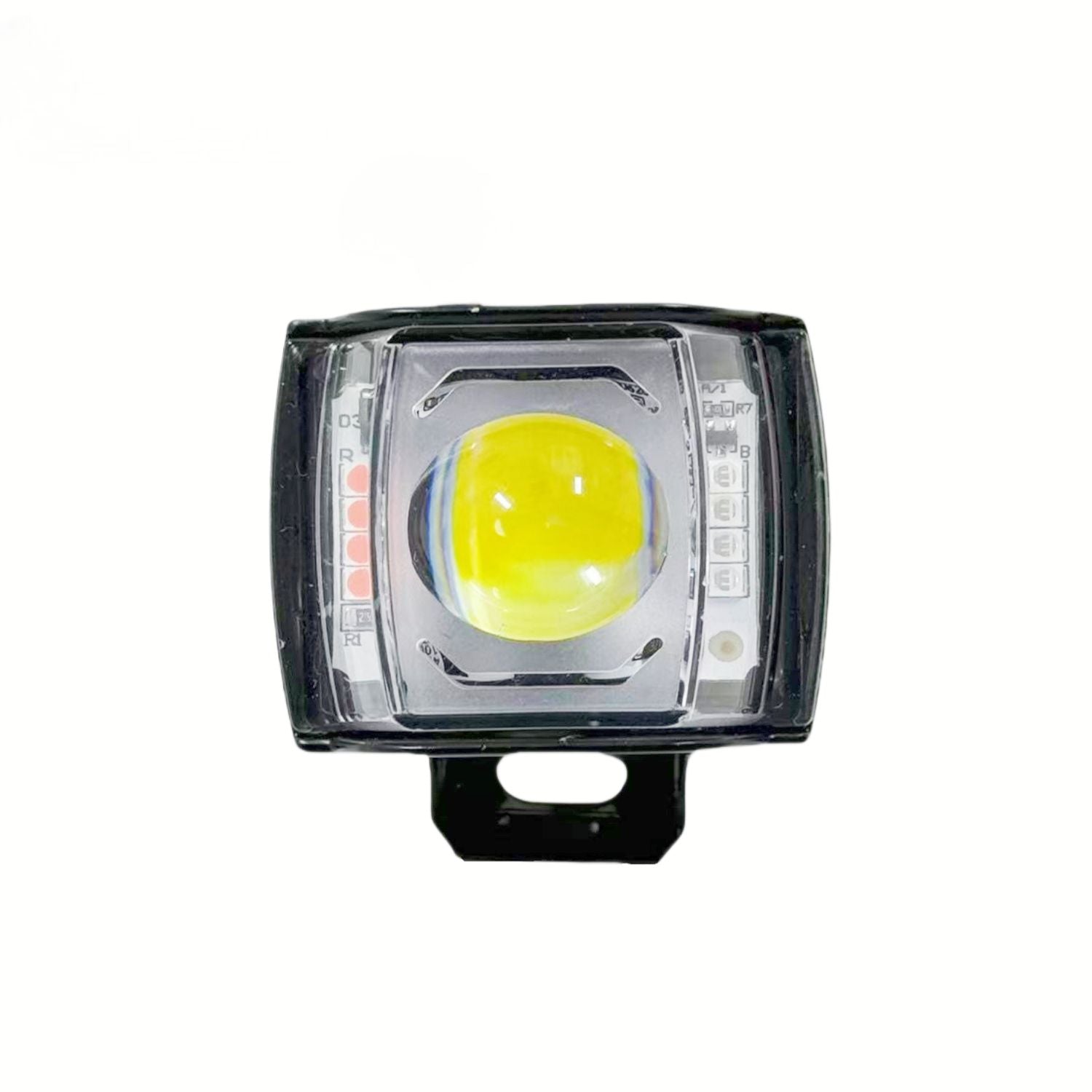 12V–80V Waterproof LED Motorcycle Light – Dual Color Yellow/White Front Position Headlight with Strobe for E-Bikes & Motorbikes