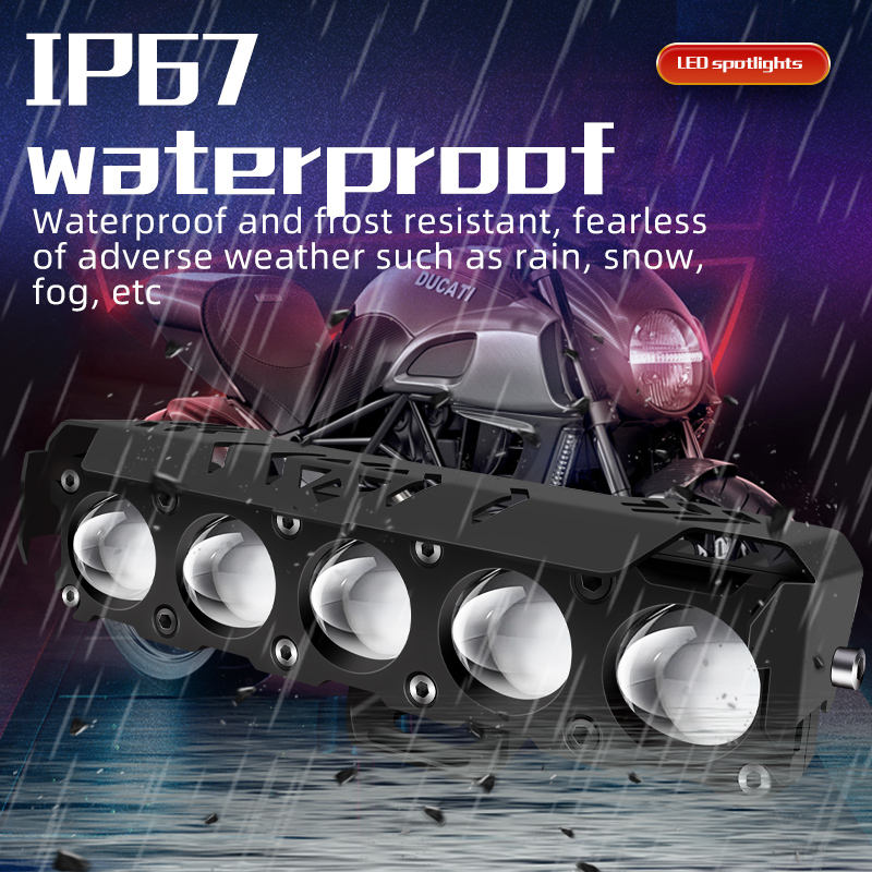 5-Lens LED Motorcycle Spotlight – 5064 Beads Headlight Driving Fog Work Lamp for Bikes, Cars & Trucks