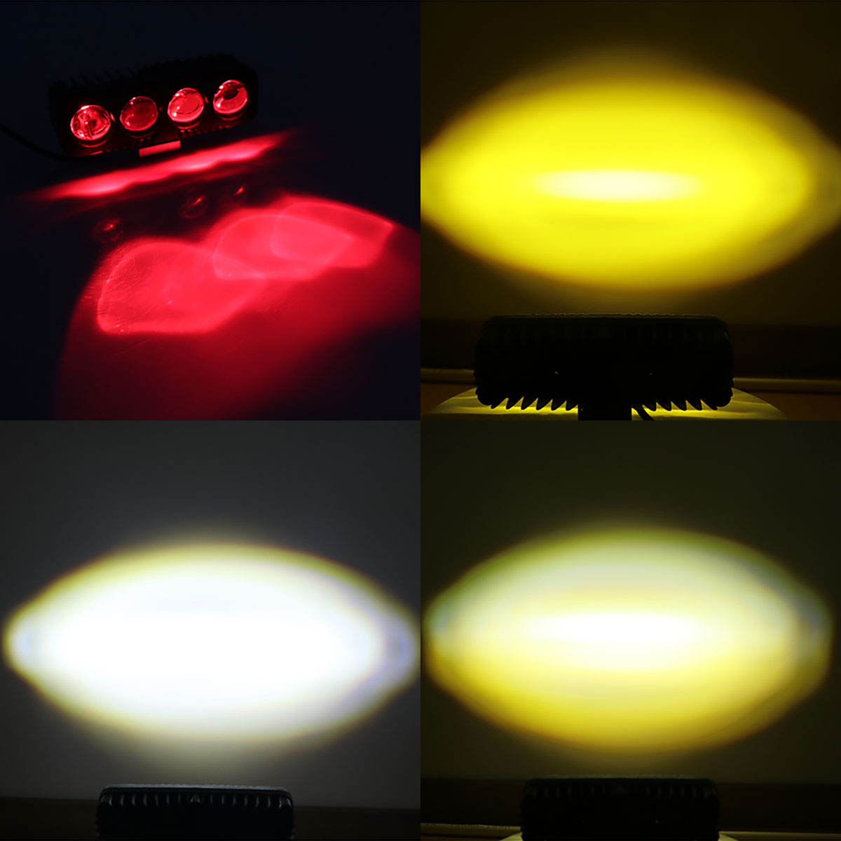 4-Lens LED Motorcycle Projector Light – Dual Color High Bright Mini Laser Driving Headlight with Flash Mode Spotlight Lamp