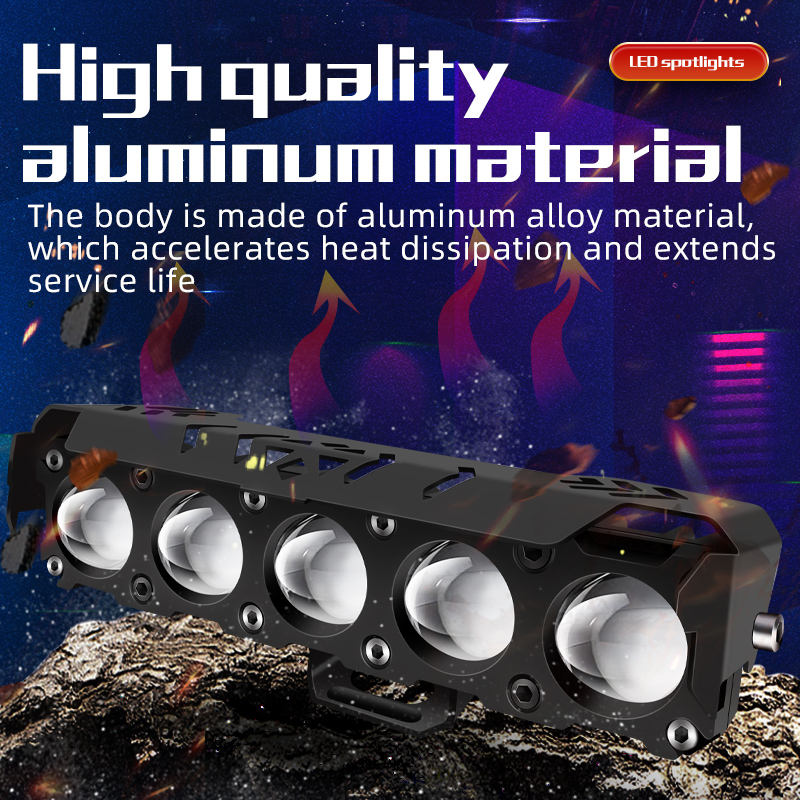 5-Lens LED Motorcycle Spotlight – 5064 Beads Headlight Driving Fog Work Lamp for Bikes, Cars & Trucks
