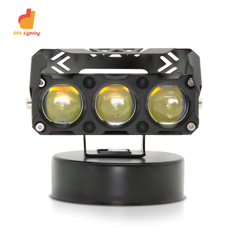 Three-Eye Lens LED Motorcycle Spotlight – Bi-LED Headlight, Driving Work Light & Fog Lamp for Motorcycles, SUVs & ATVs