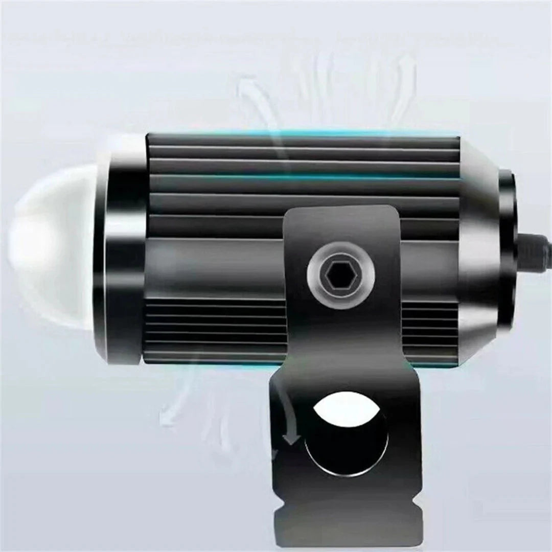 HJG 60W Mini Projector Driving Fog Light – Dual Color White & Yellow with Devil Eye + Free Switch for Motorcycles, Cars & Jeeps (1PC)