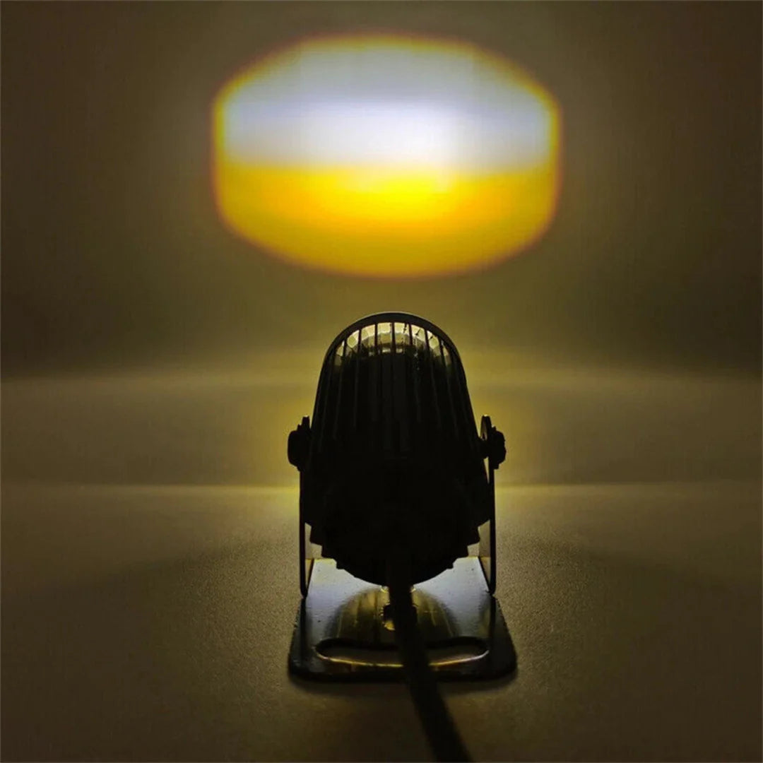 HJG 60W Mini Projector Driving Fog Light – Dual Color White & Yellow with Devil Eye + Free Switch for Motorcycles, Cars & Jeeps (1PC)