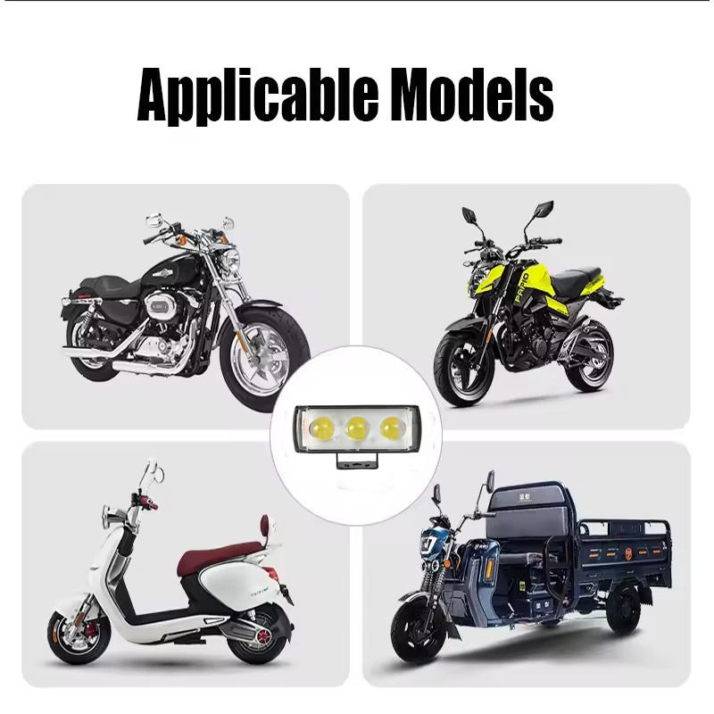 3-Eye Lens LED Motorcycle Spotlights – Super Bright 12V–80V Waterproof Driving Headlights for Cars, Trucks, SUVs & UTVs