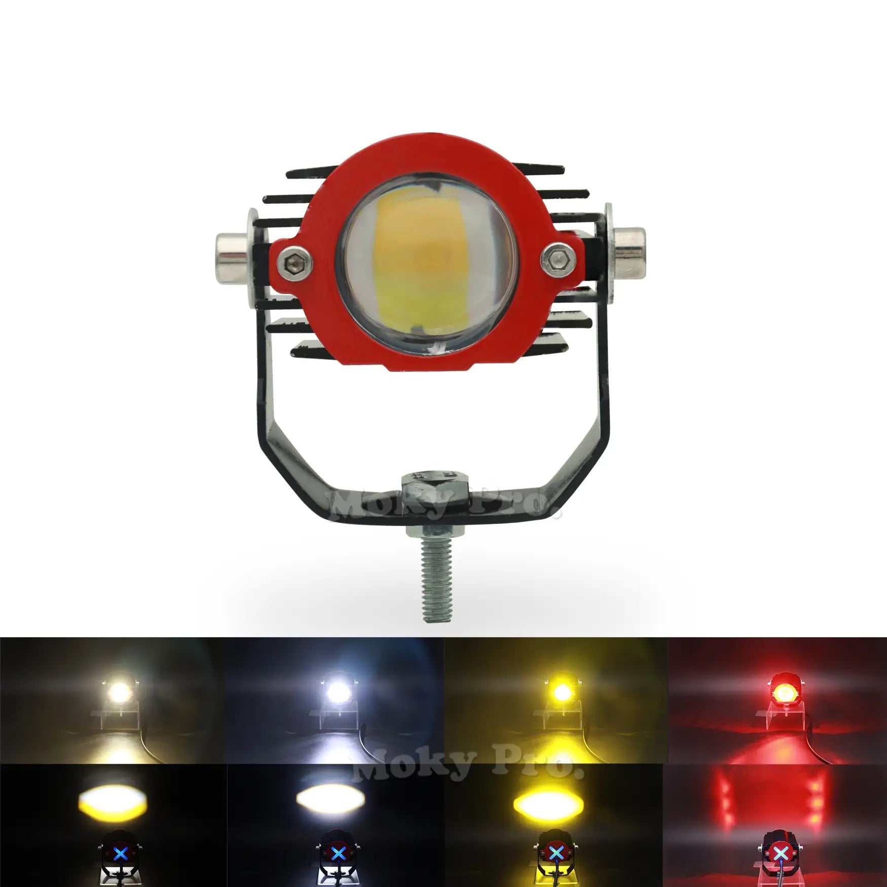 Mini LED Spotlight – White + Yellow Red Flash for cars , ,jeep  , SUVs , motorcycles