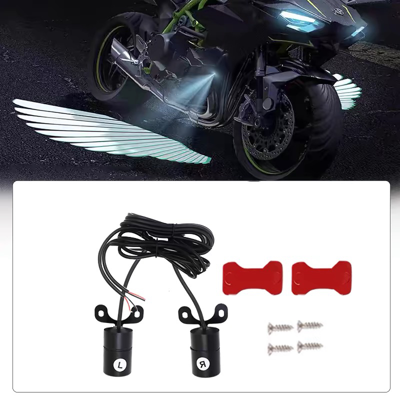 Motorcycle Angel Wings LED Welcome Lamp – Retro Pedal & Cruise Vehicle Modification Light for Electric Bikes & Scooters