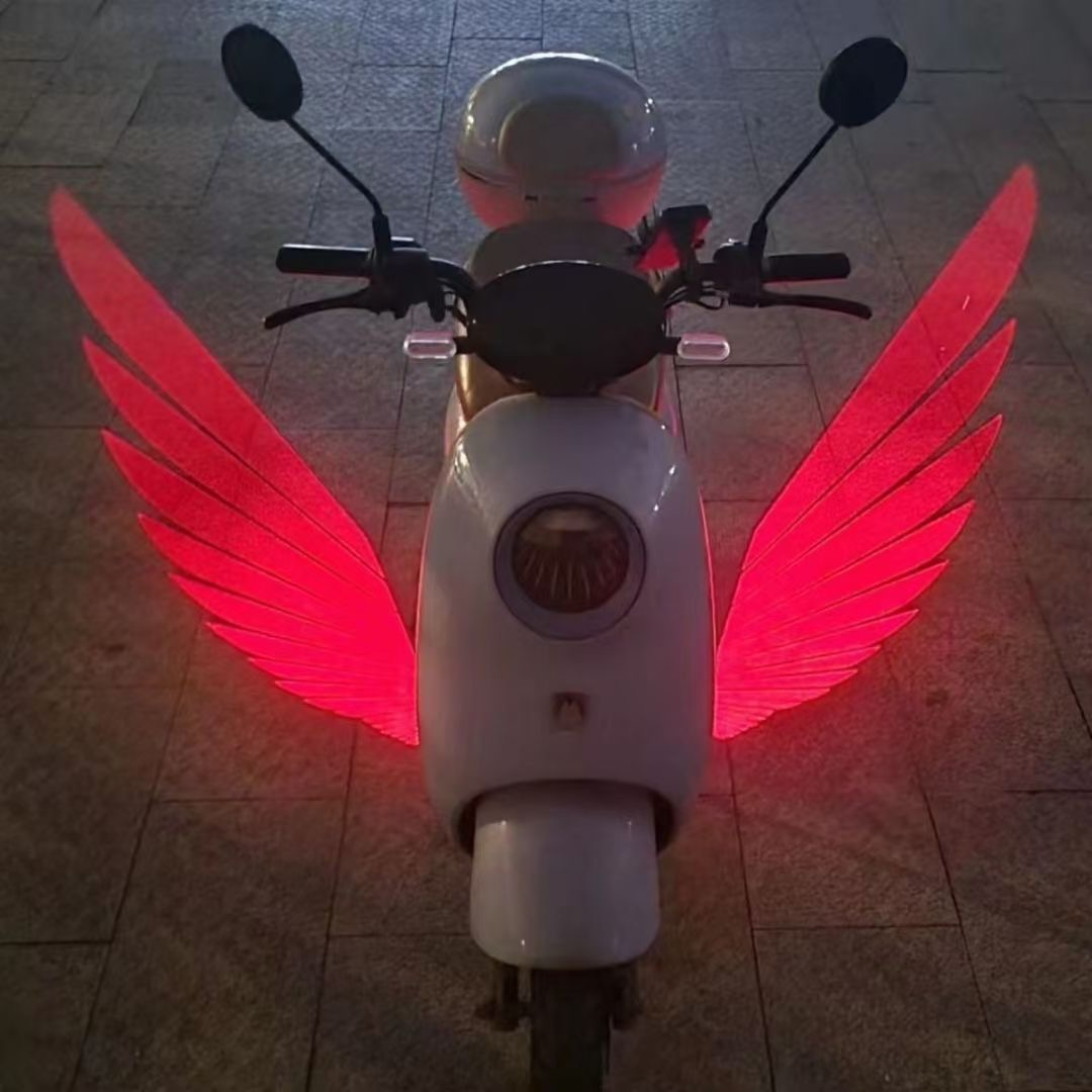 Motorcycle Angel Wings LED Welcome Lamp – Retro Pedal & Cruise Vehicle Modification Light for Electric Bikes & Scooters