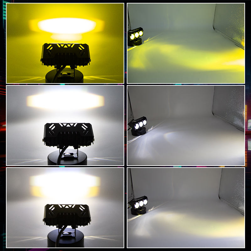Three-Eye Lens LED Motorcycle Spotlight – Bi-LED Headlight, Driving Work Light & Fog Lamp for Motorcycles, SUVs & ATVs