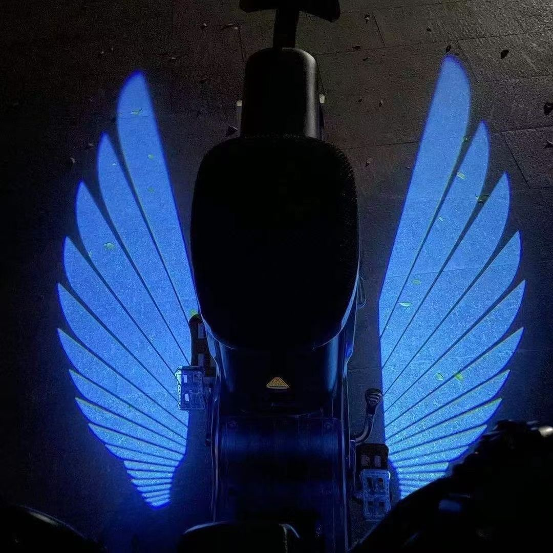 Motorcycle Angel Wings LED Welcome Lamp – Retro Pedal & Cruise Vehicle Modification Light for Electric Bikes & Scooters