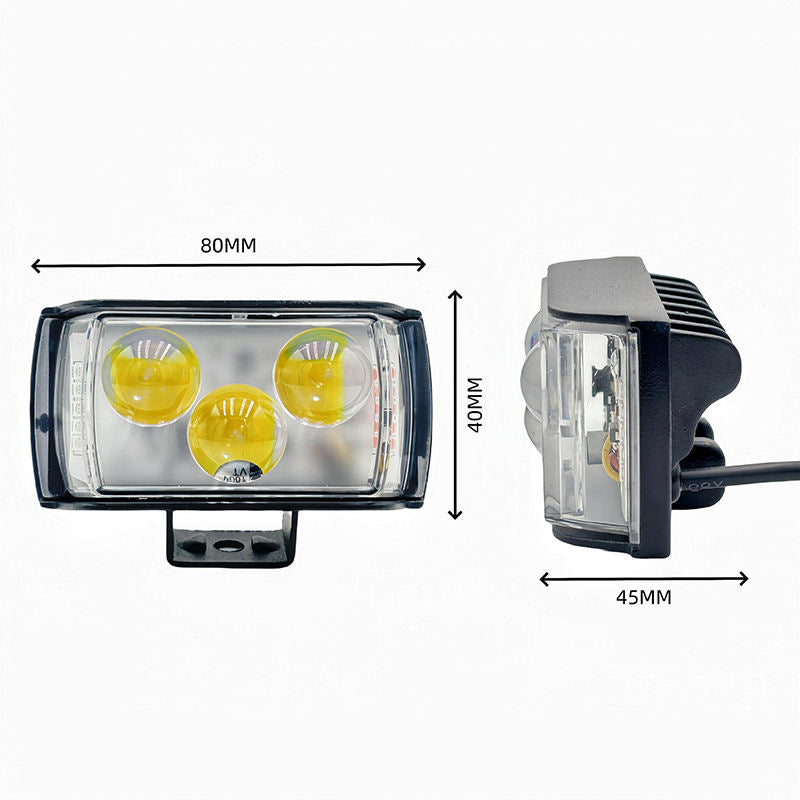 High Brightness Motorcycle LED Headlights – 3000K/6000K Dual Color with Red & Blue Flashing Auxiliary Light for Cars & Trucks