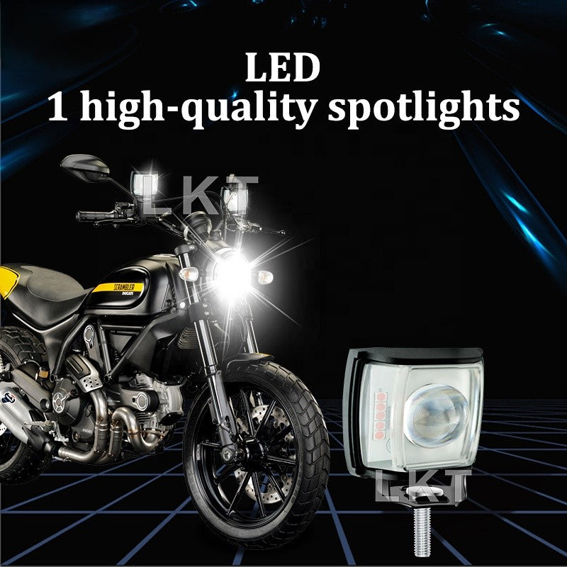 12V–80V Waterproof LED Car and  Motorcycle Light – Dual Color Yellow/White Front Position Headlight with Strobe for E-Bikes & Motorbikes
