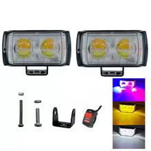 2Pcs Car and Motorcycle LED Work Light – 3-Side Mini Lens Super Bright Auxiliary Spotlight Fog Headlight 12V–80V