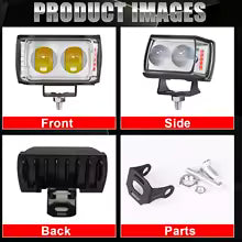2Pcs Car and Motorcycle LED Work Light – 3-Side Mini Lens Super Bright Auxiliary Spotlight Fog Headlight 12V–80V