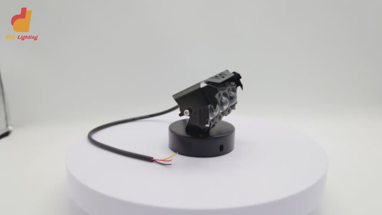 Three-Eye Lens LED Motorcycle Spotlight – Bi-LED Headlight, Driving Work Light & Fog Lamp for Motorcycles, SUVs & ATVs