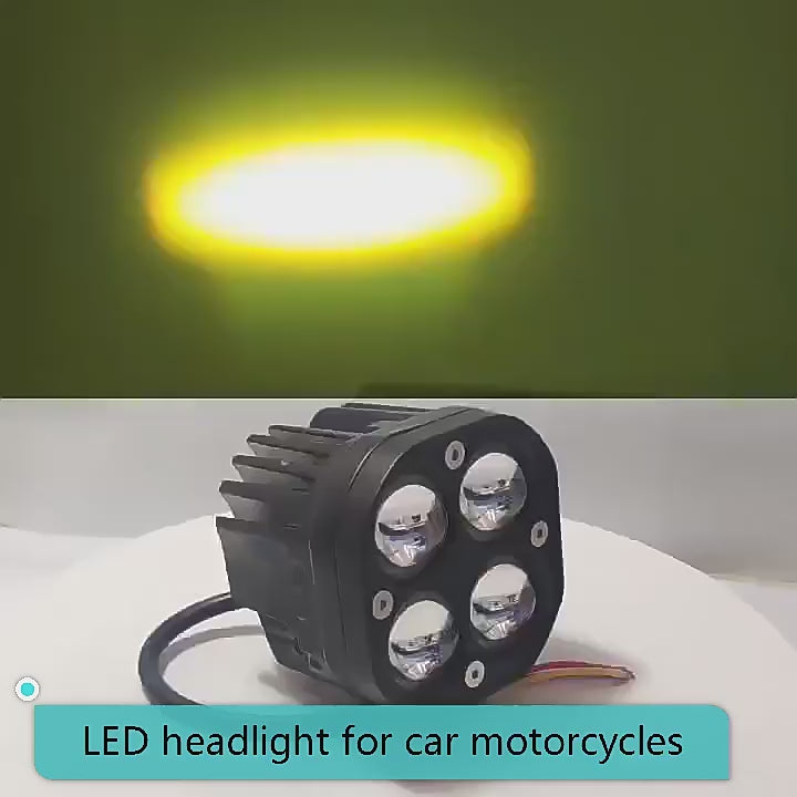 Universal LED Fog Driving Lights – White/Yellow Changeable Rainproof Headlight for Cars & Motorcycles