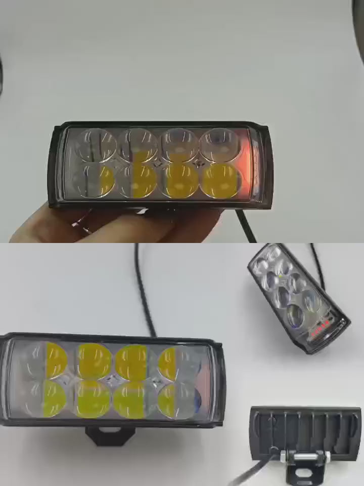 8lenz High Brightness Car,Motorcycle LED Headlights – Dual Color with Red & Blue Flashing Auxiliary Light for Cars & Trucks